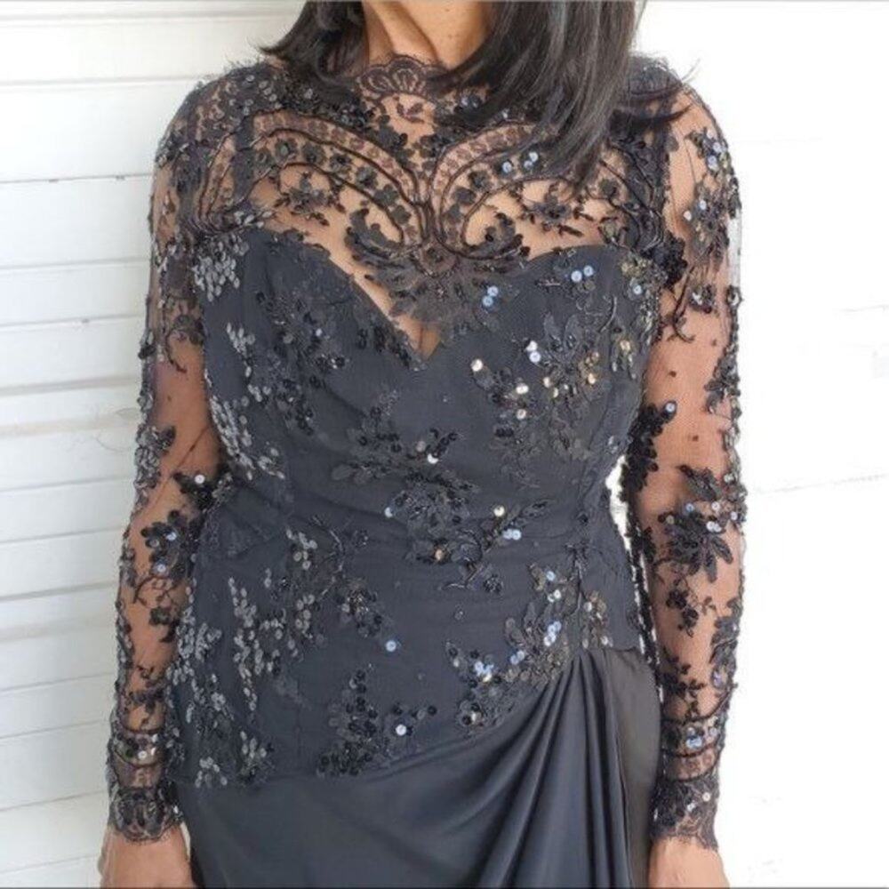 Lillie Rubin Black American Vintage Evening Sequin Dress Size 8 - Picture 5 of 9
